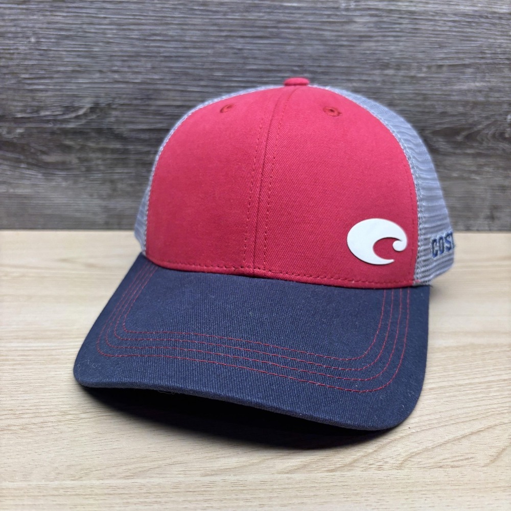 Costa Hat Cap Strap Back Red Blue Gray Mesh Trucker Logo Mens One Size